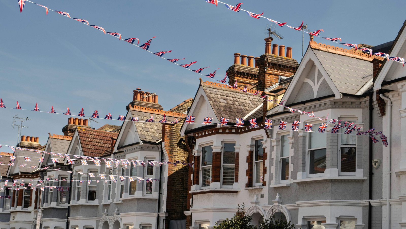 Row of traditional terraced houses in Fulham, London.