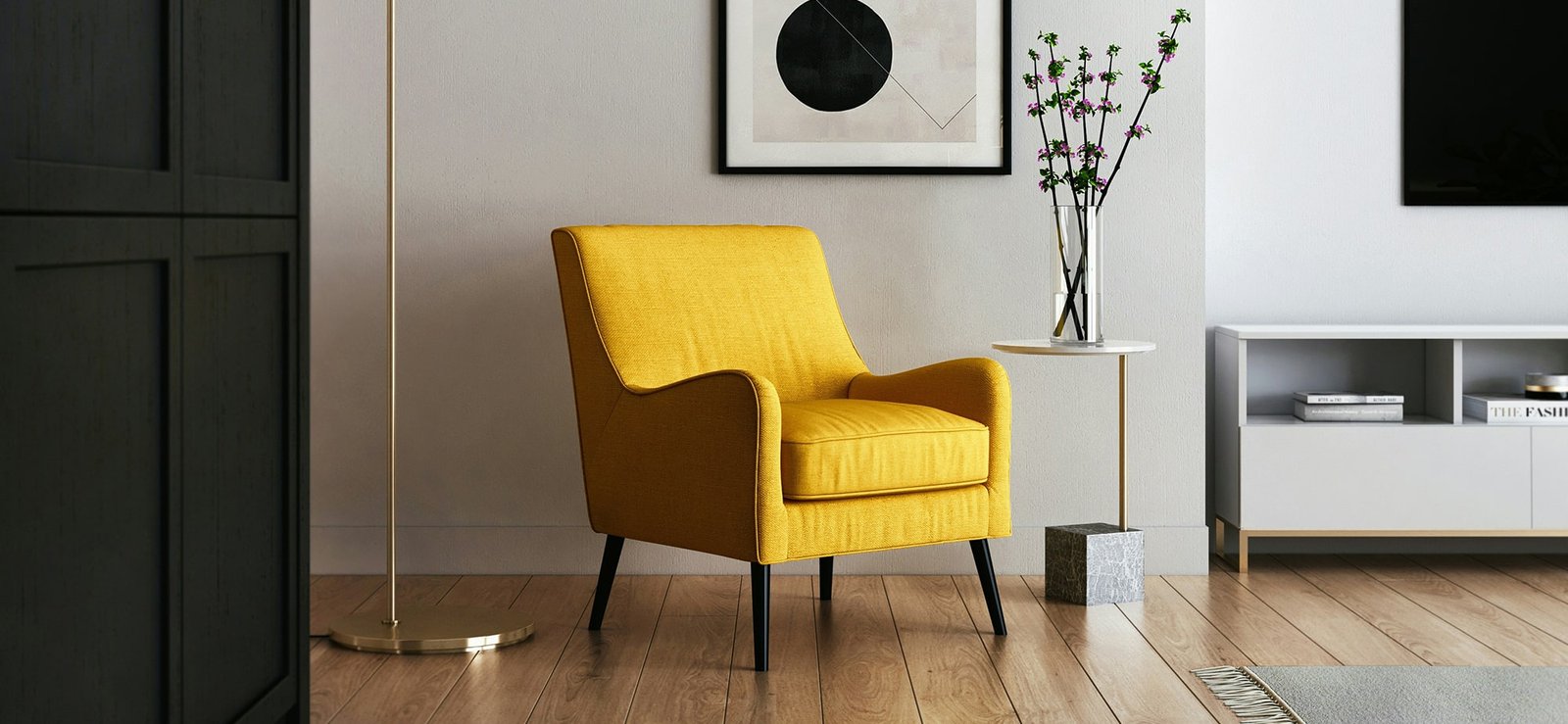 Yellow chair in modern interior