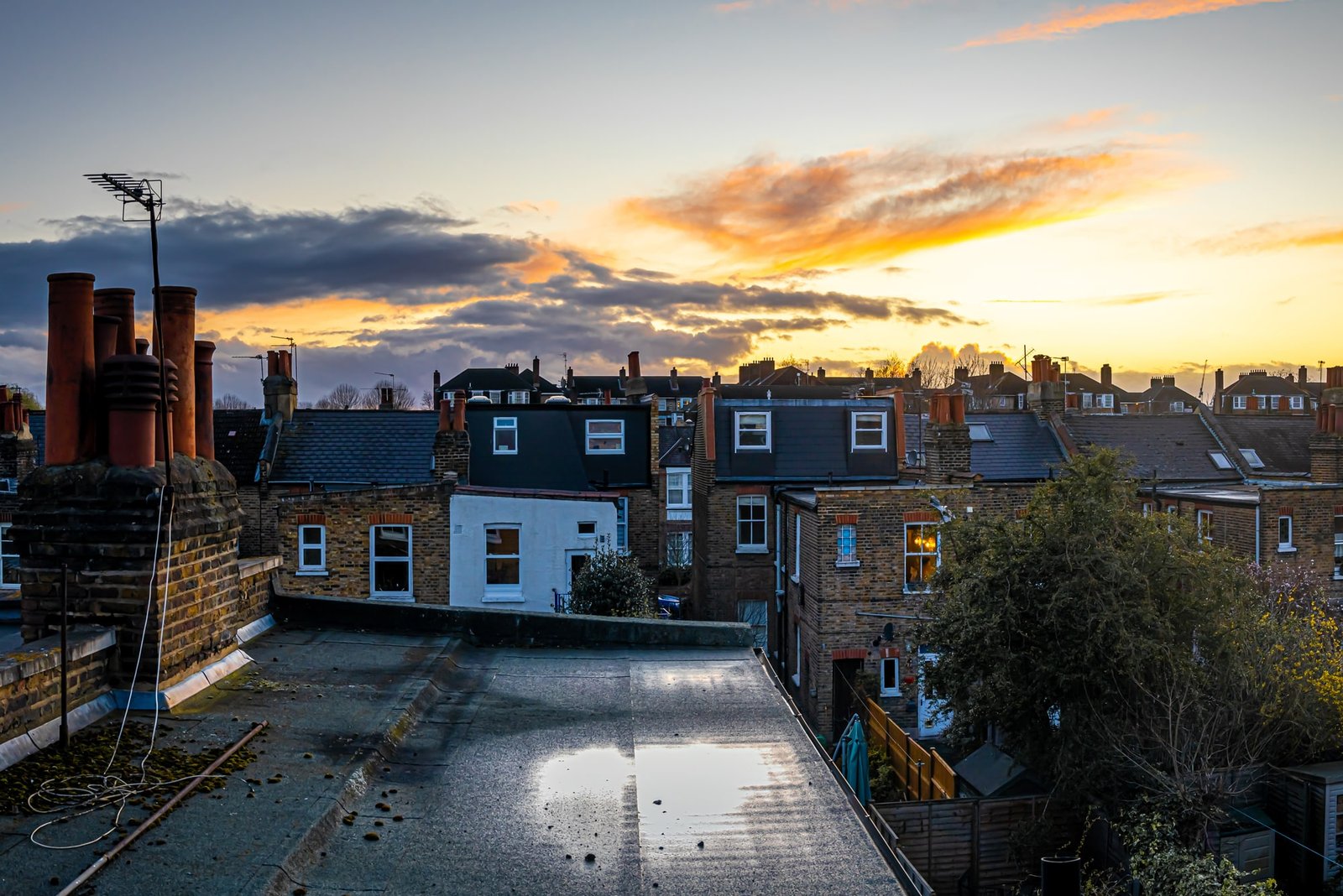 rooftop view of homes in London